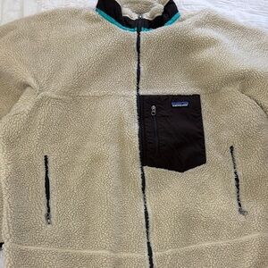 Patagonia Tan Fleece Jacket with Black Details